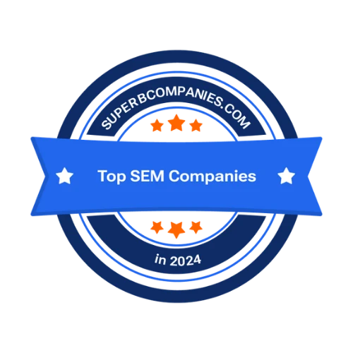 SuperbCompanies badge listing Back2Rank among the Top SEM Companies in 2024