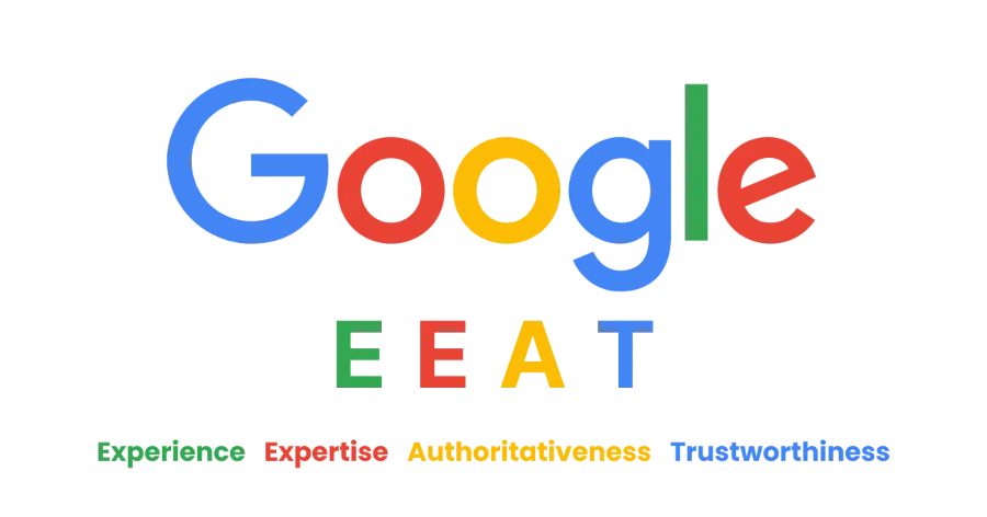 Google E-E-A-T concept illustrating Experience, Expertise, Authoritativeness, and Trustworthiness for SEO